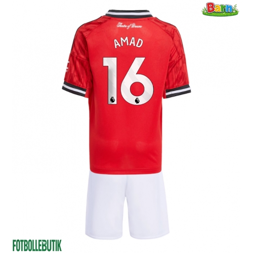 Manchester United Amad Diallo #16 Hemmaställ Barn 2025-26 Kortärmad (+ Korta byxor)